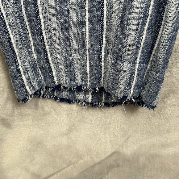 Cloth & Stone Jumpsuit Women Medium Blue Striped Linen Pants Sleeveless Resort - Picture 5 of 16